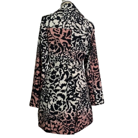 GRASS COLLECTION Pink Cheetah Mid-Length Belted Trench Coat Womens SZ M - Picture 3 of 8